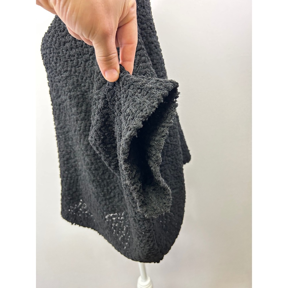 Pink Rose Poncho Sweater Women Medium Black Popcorn Knit Cowl Neck Cape - Picture 7 of 10